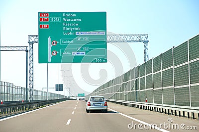 The fast-moving route as the beltway of the city of Lublin. Stock Photo