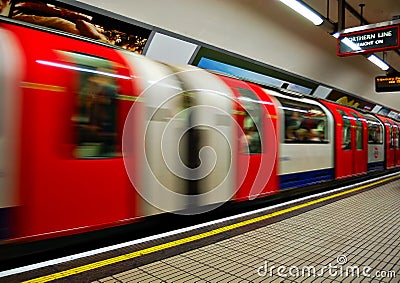 Fast moving train Stock Photo