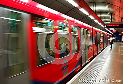 Fast moving train Stock Photo