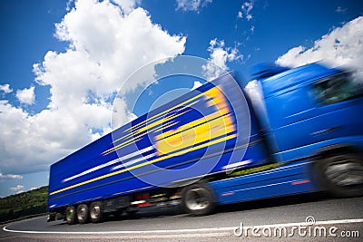 Fast moving truck Stock Photo