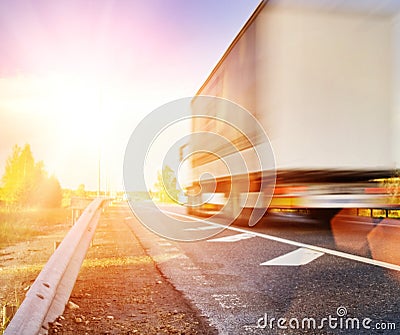 Fast moving truck Stock Photo