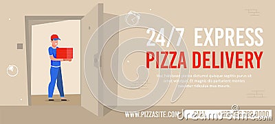 Fast Pizza Delivery Service Banner Advertisement Vector Illustration