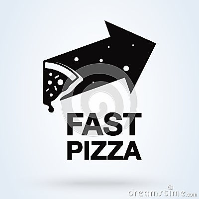 Fast pizza icon logo. Pizza delivery logo, pizzeria icon, emblem for fast food restaurant Vector Illustration