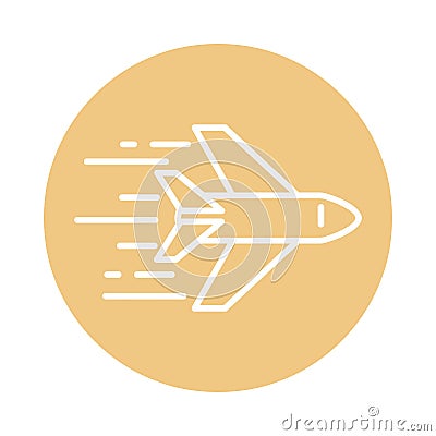 Fast plane transport cargo shipping related delivery block style icon Vector Illustration