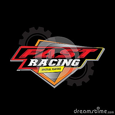 fast racing logo background design, automotive vehicle repair, suitable for screen printing, stickers, banners, teams, companies Vector Illustration