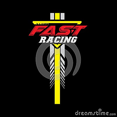 fast racing logo background design, automotive vehicle repair, suitable for screen printing, stickers, banners, teams, companies Vector Illustration