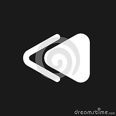 Fast reverse button dark mode glyph ui icon Vector Illustration
