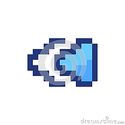 Fast reverse button pixelated RGB color ui icon Vector Illustration