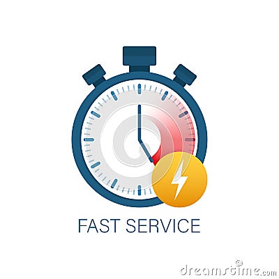 Fast service. Fast delivery icon, timely service, stopwatch. Vector stock illustration Vector Illustration