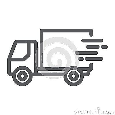 Fast shipping delivery line icon, logistic and delivery, truck sign vector graphics, a linear icon on a white background Vector Illustration