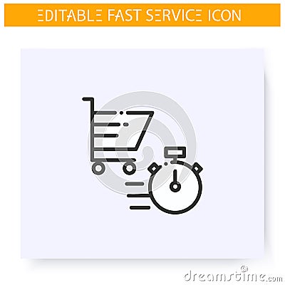 Fast shopping line icon. Editable illustration Vector Illustration