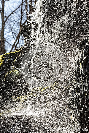 Fast shutter reveals a haze of droplets in Blackledge Falls Stock Photo