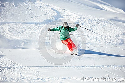 Skier offpiste freeride backcountry at snow powder Stock Photo