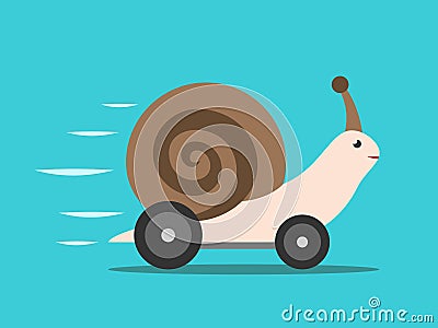 Fast snail with wheels Vector Illustration