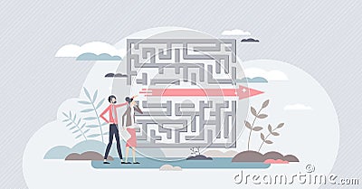 Fast solution as successful or effective problem overcome tiny person concept Vector Illustration