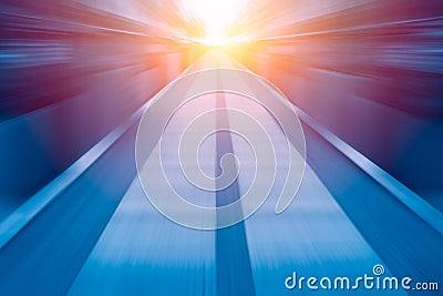 Fast speed blur zoom blue light business perform concept Stock Photo