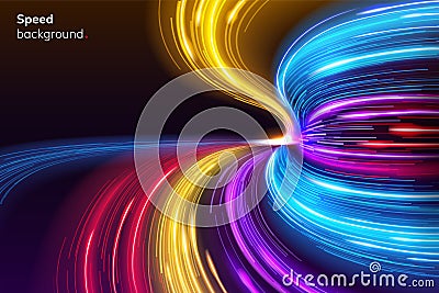 Fast speed lines curve for racing background. Vector Illustration