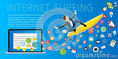 Fast speed mobile internet surfing. Vector Illustration