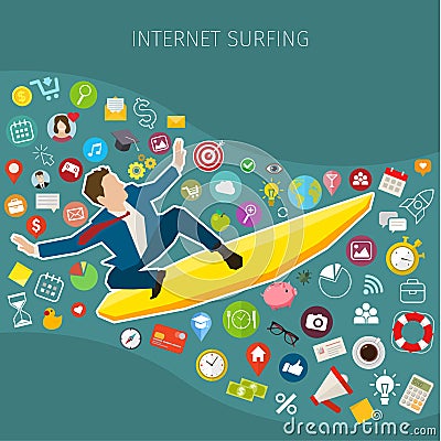 Fast speed mobile internet surfing Vector Illustration