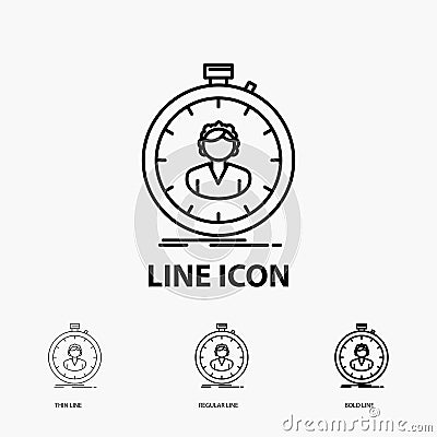 fast, speed, stopwatch, timer, girl Icon in Thin, Regular and Bold Line Style. Vector illustration Vector Illustration