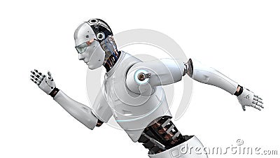 Fast speed technology concept with 3d rendering robot running Stock Photo