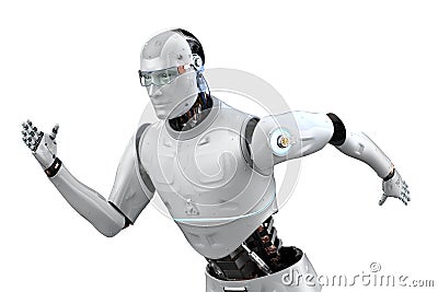 Fast speed technology concept with 3d rendering robot running Stock Photo