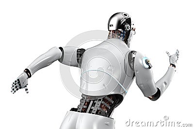 Fast speed technology concept with 3d rendering robot running Stock Photo