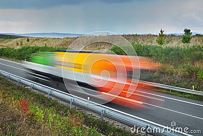 Fast speeding truck Stock Photo