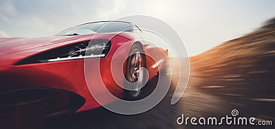 Fast sports car on road in motion blur Editorial Stock Photo