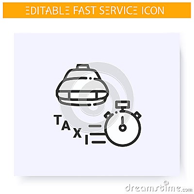 Fast taxi line icon. Editable illustration Vector Illustration