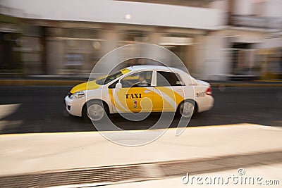 Fast Taxi near main square Editorial Stock Photo