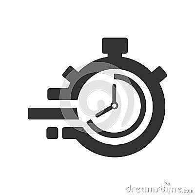 Fast time delivery icon, stopwatch in motion, deadline concept, clock speed. The 40 seconds, minutes stopwatch icon on gray Stock Photo