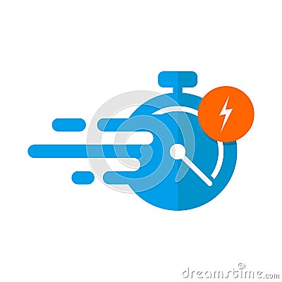 Fast time delivery icon, timely service, stopwatch in motion Vector Illustration