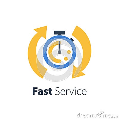 Fast time, stop watch speed, quick delivery, express and urgent services Vector Illustration