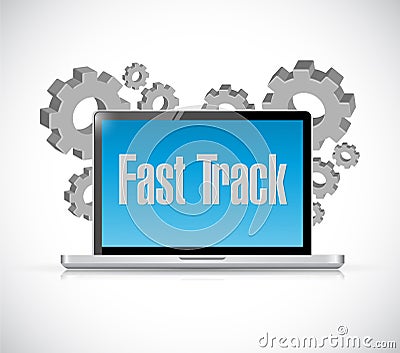 fast track technology sign concept Cartoon Illustration