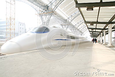 Fast train in motion Stock Photo