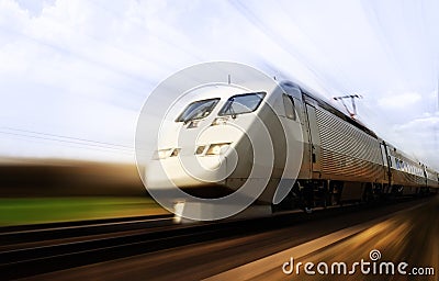 Fast train with motion blur Stock Photo