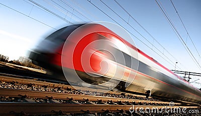 Fast train with motion blur Stock Photo