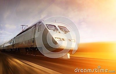 Fast train with motion blur Stock Photo