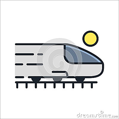 Fast Train Under The Hot Sun Illustration Design Vector Illustration