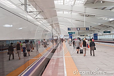 Fast train at Zhuhai railway station Editorial Stock Photo