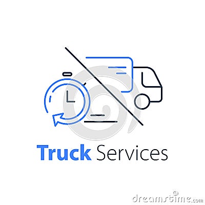 Fast truck delivery, distribution services, logistics solution, transportation company Vector Illustration