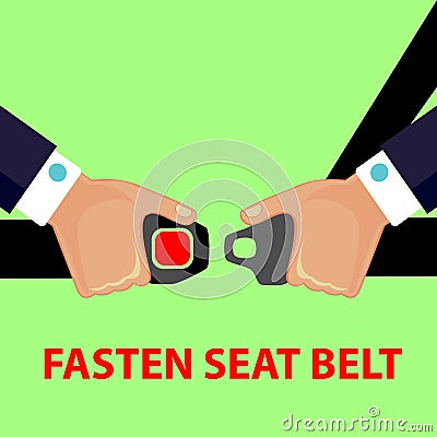 Fasten seat belt. Vector flat style illustration. Vector Illustration