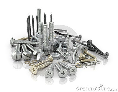 Fasteners, bolts, nuts and screws and screws Cartoon Illustration
