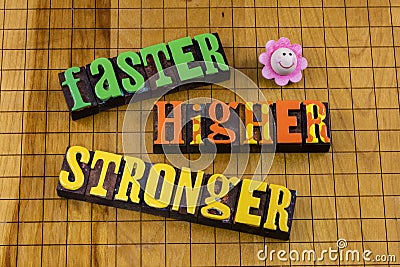 Faster higher stronger sport competition health moderation achievement lifestyle Stock Photo