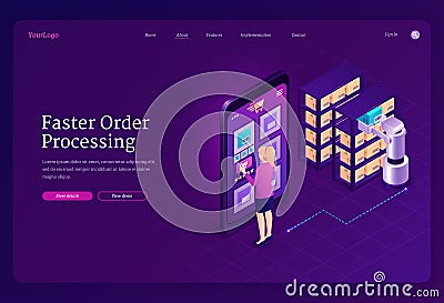 Faster order processing, robotic automation Stock Photo