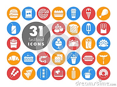 Fastfood, Food court vector white glyph icon Vector Illustration