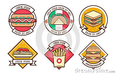 Fastfood junkfood logo badge set Vector Illustration