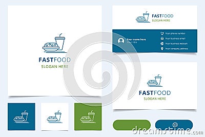 Fastfood logo design with editable slogan. Branding book and business card template. Vector Illustration