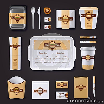 Fastfood Restaurant Corporate Design Vector Illustration